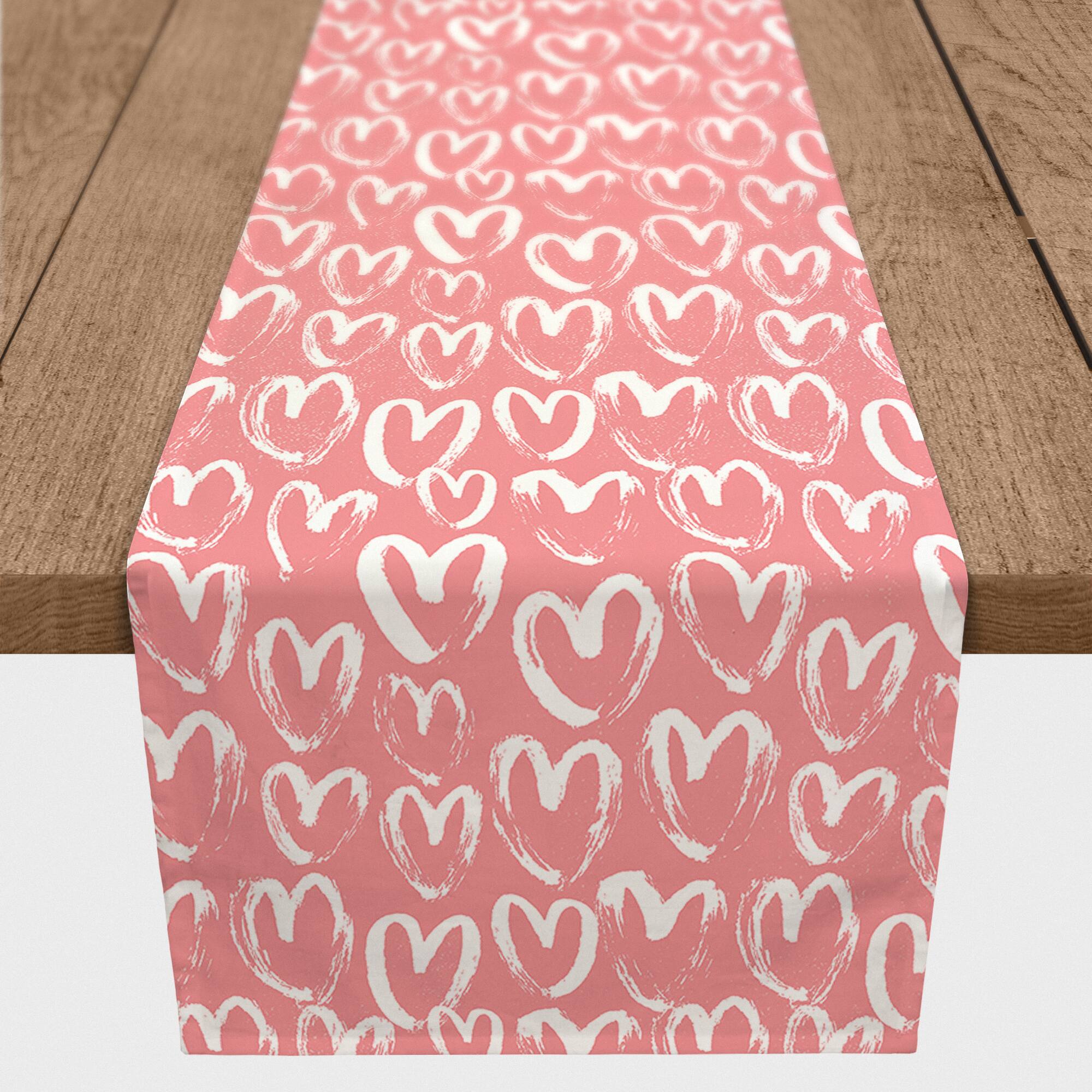 72" Valentine's Day Scribble Heart Table Runner